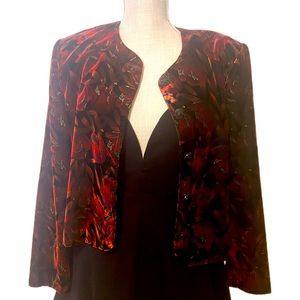 Vintage (80s) Floral Velvet Jacket original Norton McNaughton. Size 10 (medium)